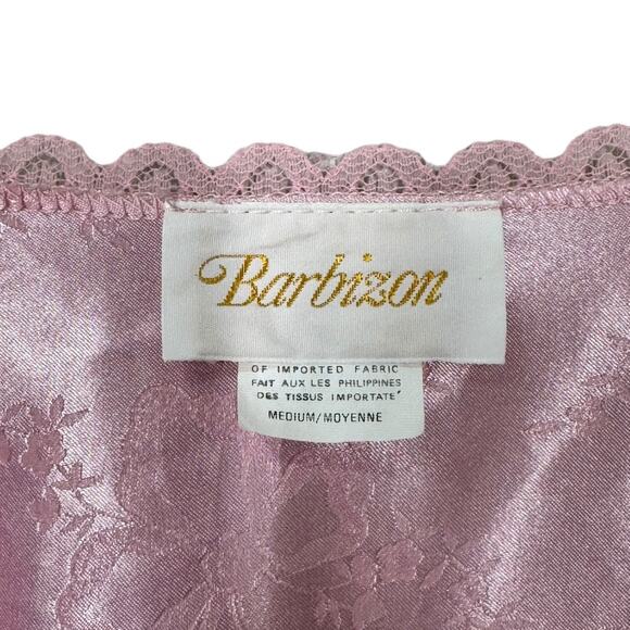 Vintage Barbizon Peignoir Set Pink M/L Robe Nightgown Slip Dress Floral Satin - Picture 4 of 10